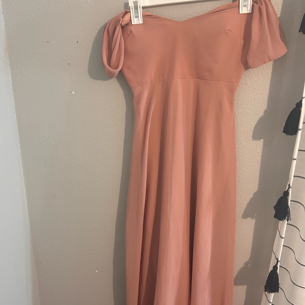 Elegant Peach Off-Shoulder Dress